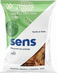 SENS Proteín chipsy so svrčkovým proteínom 80 g, cesnak & bylinky