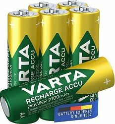 VARTA nabíjateľná batéria Recharge Accu Power AA 2100 mAh R2U 6 ks