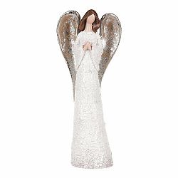 Anjel Strážny so zopnutými rukami, biela, polyresin, 11 x 25 x 6 cm