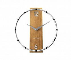 Nástenné hodiny Lavvu Compass Wood strieborná, pr. 31 cm