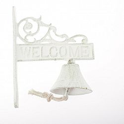 Závesný liatinový zvonček Welcome, 17 x 21 x 9 cm